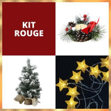 Kit Déco Table Sapin Floqué Rouge Lumineux