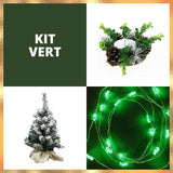 Kit Déco Table Sapin Floqué Vert Lumineux