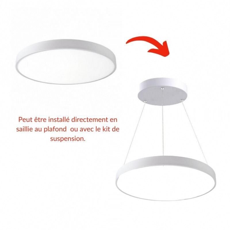 Kit Plafonnier LED 30W 40cm avec Kit de Suspension - Silumen