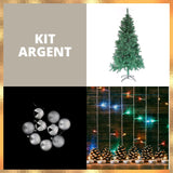 Kit Sapin Floqué 180Cm Blanc Argent Lumineux