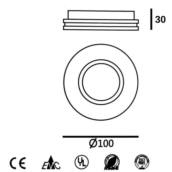 Kit Support Spot GU10 LED Rond Blanc Ø100mm avec Ampoule LED 6W - Silumen