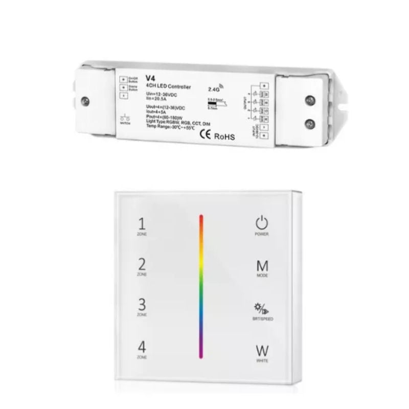Kit Variateur Tactile RGB Sans Fil 4 Zones et Dimmer RF - Silumen