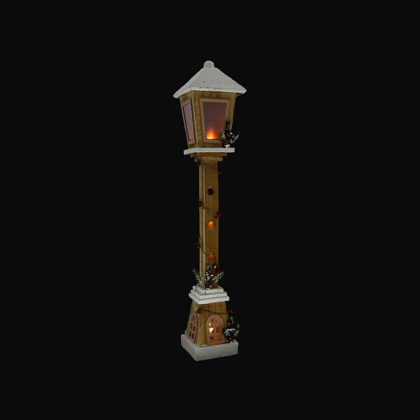 Lampadaire en bois avec Flamme 28 LED 80cm - Silumen
