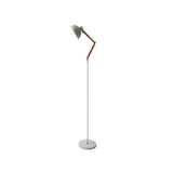 Industriële metalen lamp op houten voet - H.150 cm