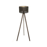 Dreibeinige Wohnzimmer-Stehlampe aus Metall und Kiefer, H149 cm