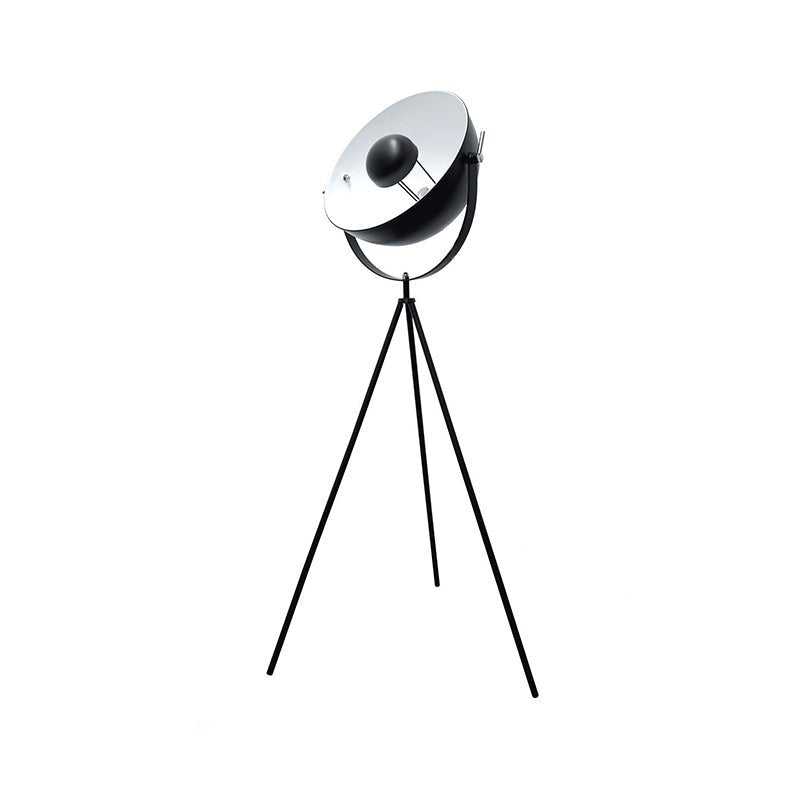 Lampadaire Trépied Projecteur en Métal 145cm Noir et Blanc