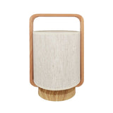 Wood bedside lamp with flax lampshade H.33 cm