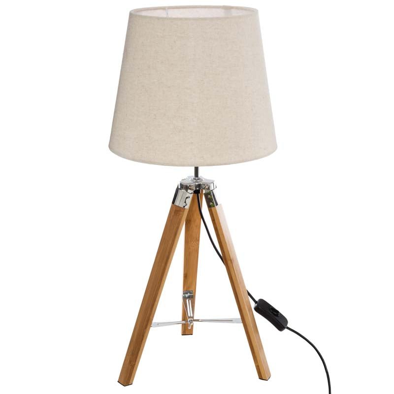 Lampe de Chevet Design Bambou Trépied H58cm Ivoire - Silumen