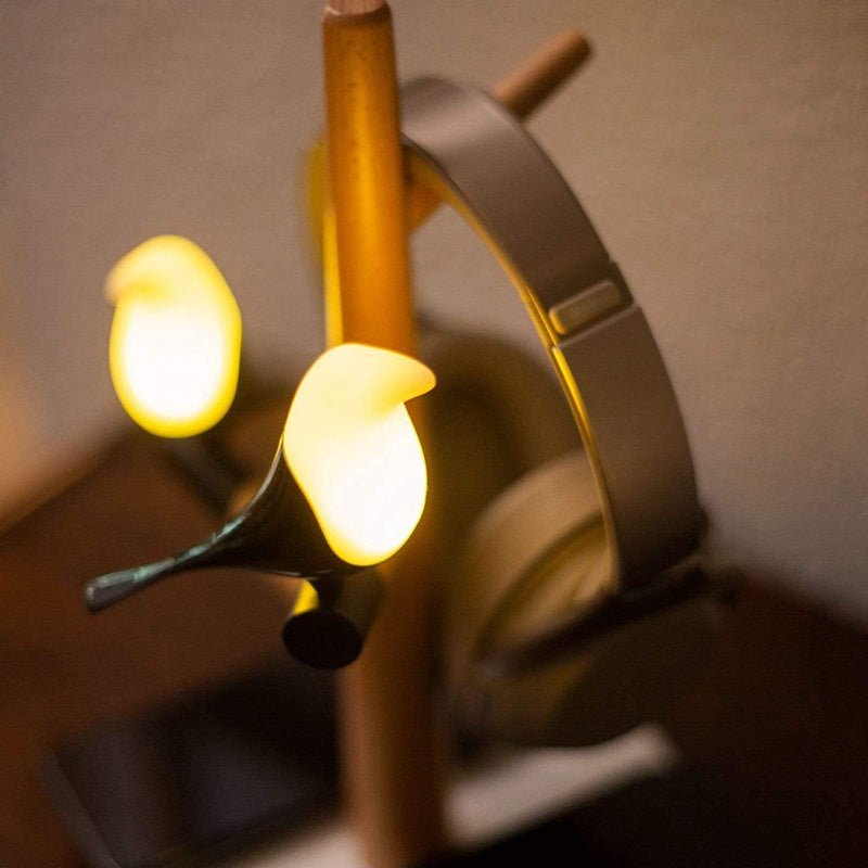 Lampe de Chevet Design Oiseau avec Chargeur Sans fil et Porte Accessoires - Silumen