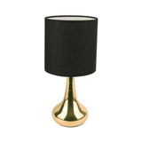 Lâmpada de cabeceira tátil de designer de ouro preto 32cm