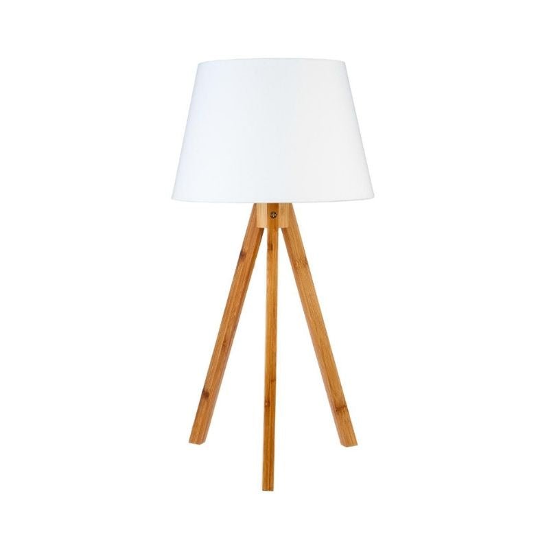 Lampe de Chevet Trépied en Bambou 38cm - Blanc - Silumen