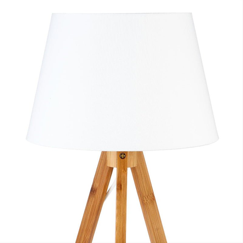 Lampe de Chevet Trépied en Bambou 38cm - Blanc - Silumen