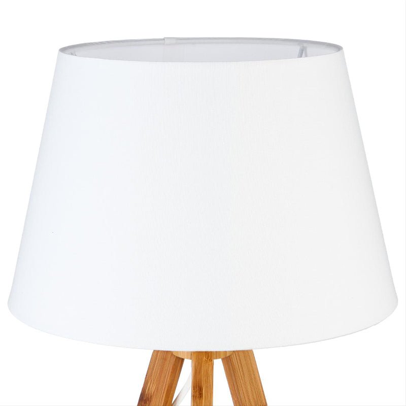 Lampe de Chevet Trépied en Bambou 38cm - Blanc - Silumen