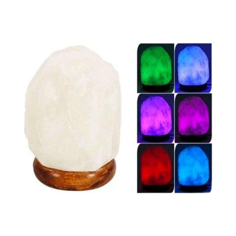 Lampe de sel Blanc 11cm USB avec LED Multicouleurs - Silumen