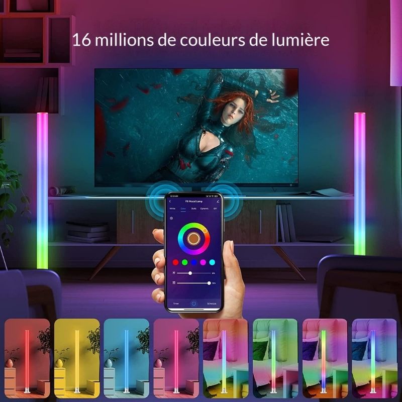 Lampe sur Pied Connectée Wifi RGBW 90cm 22W - Silumen