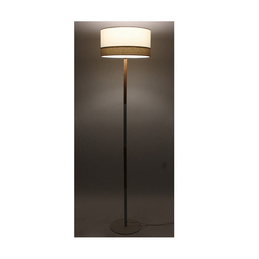 Lampe sur pied en métal et bois avec abat-jour bicolore pour Ampoule - Silumen