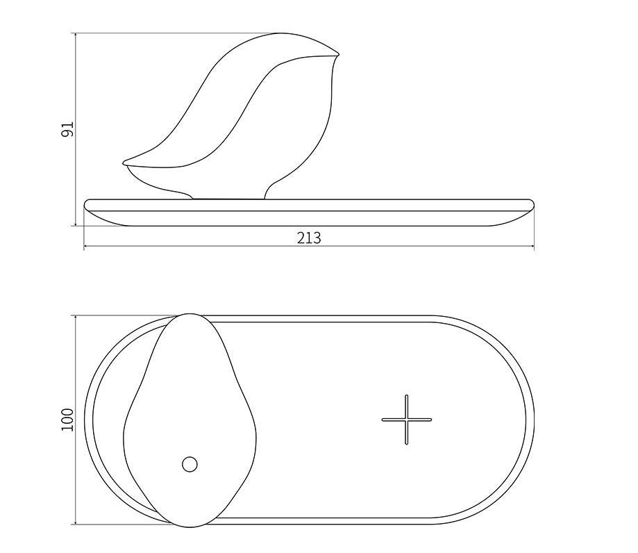 Lampe Veilleuse Rechargeable Variable avec induction, Oiseau - Silumen