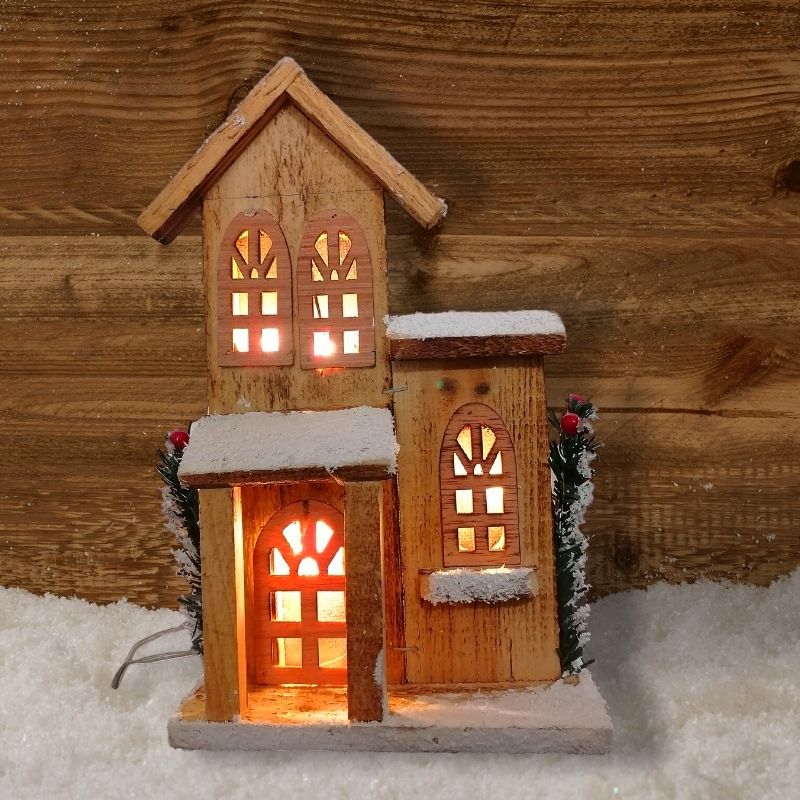 Maison en bois 5LED 27cm - Silumen