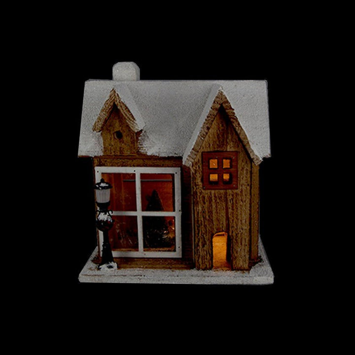 Maison en bois enneigé 15LED 24x15x26 cm - Silumen