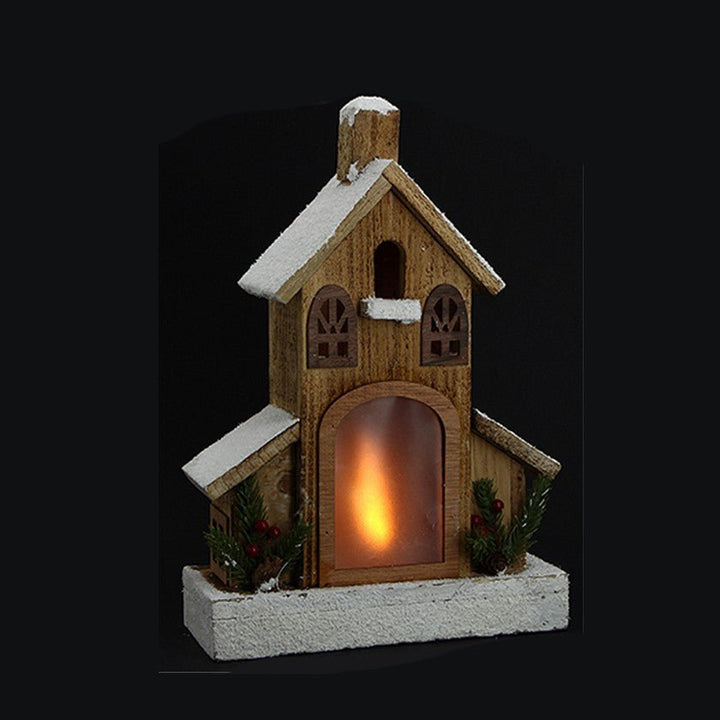 Maison en bois Flamme 21LED 33cm - Silumen
