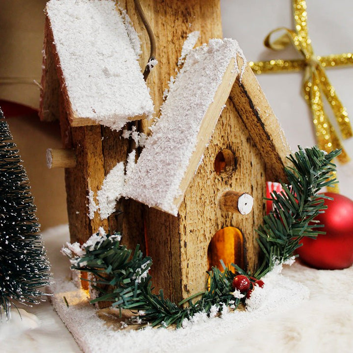 Maison en bois Noël 5LED 12,5 x 10,5 x 40cm - Silumen