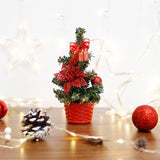 Mini árvore de Natal decorada 20 cm com flor de natal