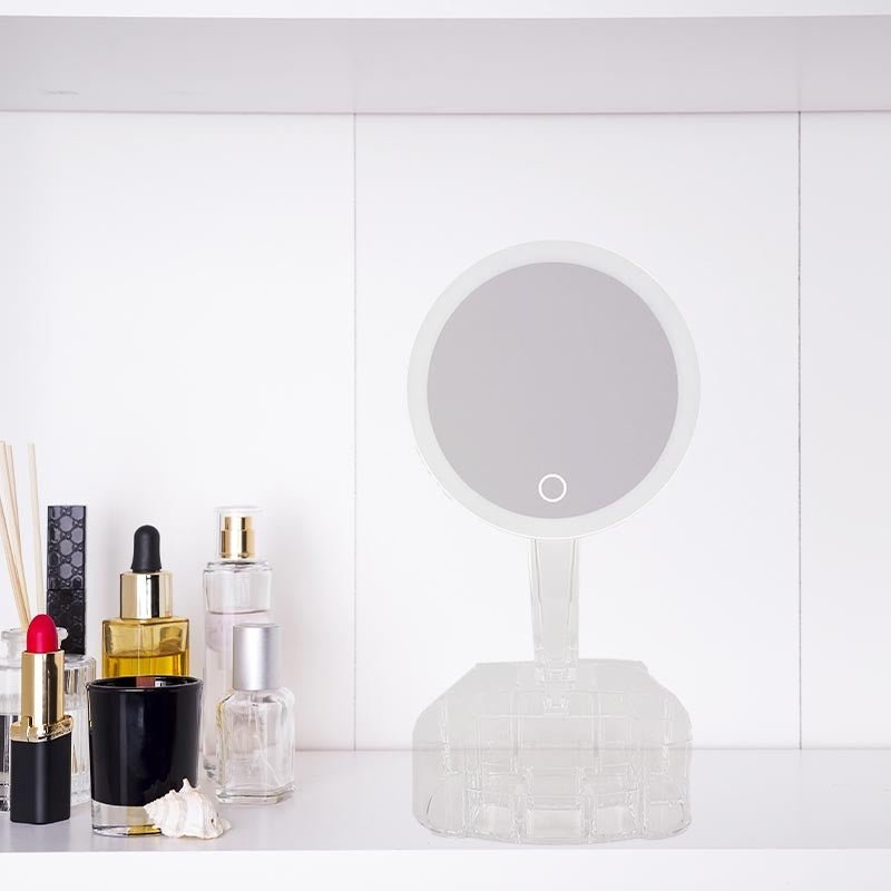 Miroir LED pivotant avec rangement bijoux Rond - Silumen