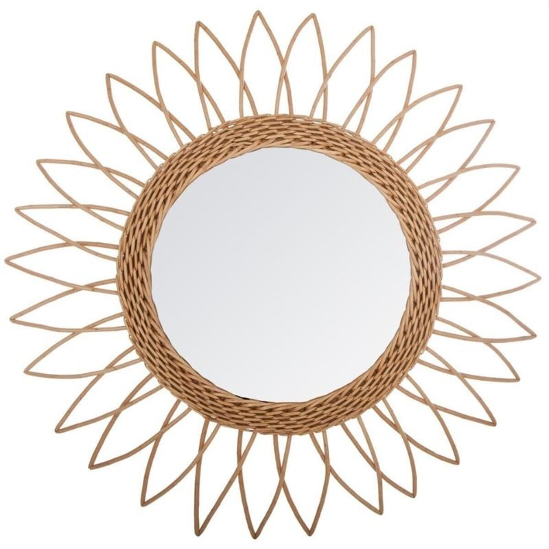 Miroir Rond Rotin Rosace Pointu 50 cm - Silumen