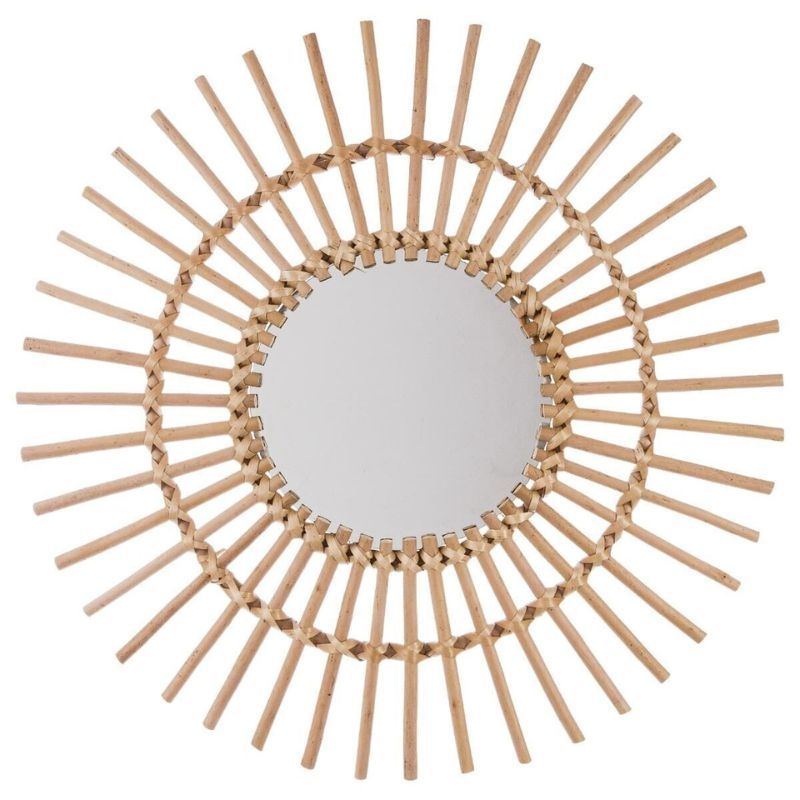 Miroir Rond Soleil en Rotin Naturel 58 cm - Silumen