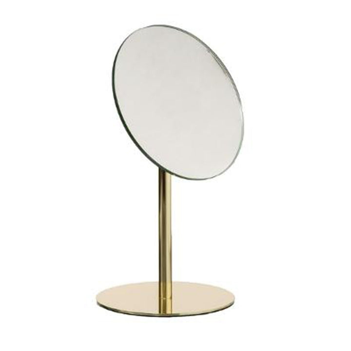 Miroir sur pied rond pivotable 15cm - Doré - Silumen