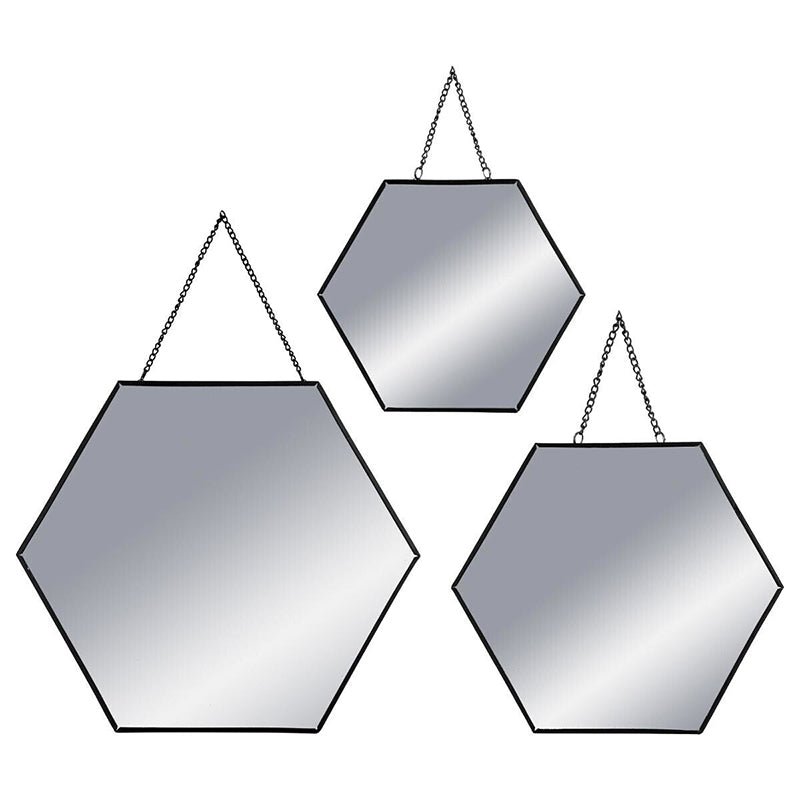 Miroirs Hexagonaux Suspendus Anses en chaîne (Lot de 3) - Silumen