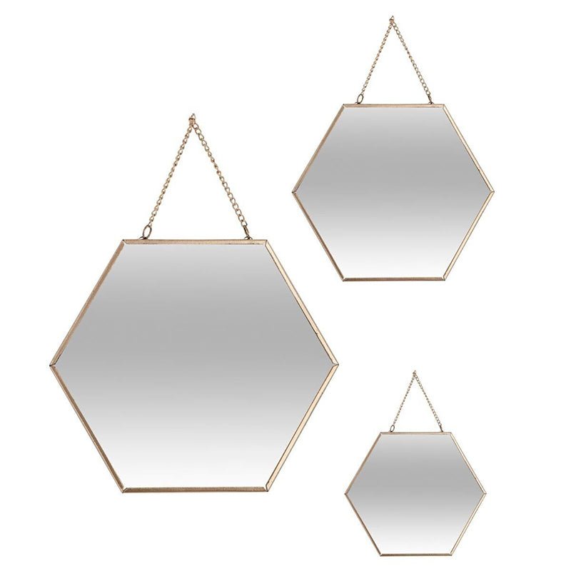 Miroirs Hexagonaux Suspendus Anses en chaîne (Lot de 3) - Silumen
