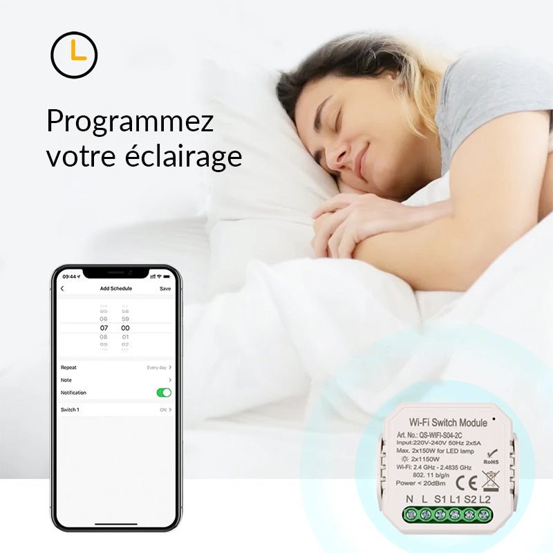 Module Double Interrupteur Wifi Blanc - Silumen