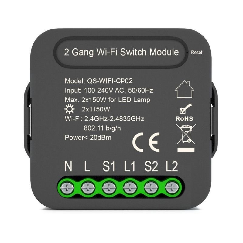 Module Double Interrupteur Wifi Blanc - Silumen