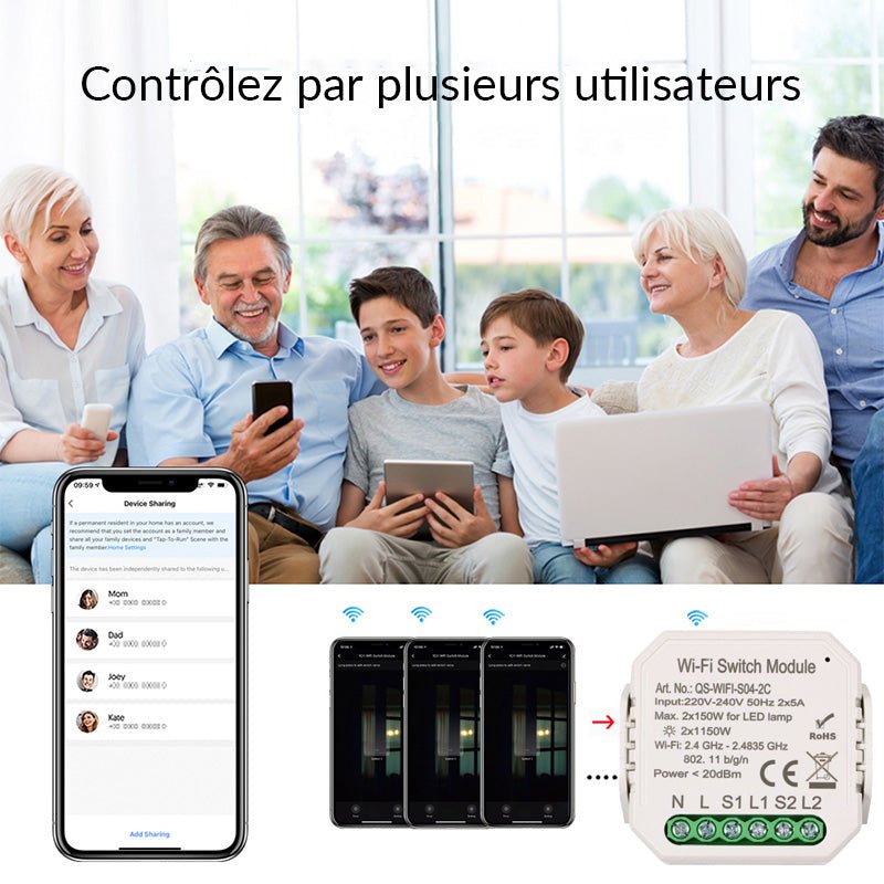 Module Double Interrupteur Wifi Blanc - Silumen