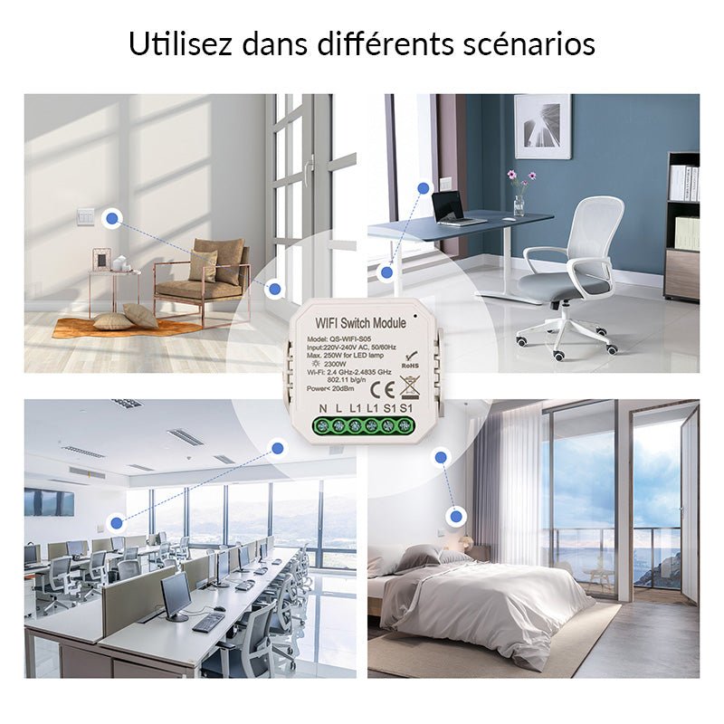 Module Interrupteur wifi avec Wattmètre - Silumen