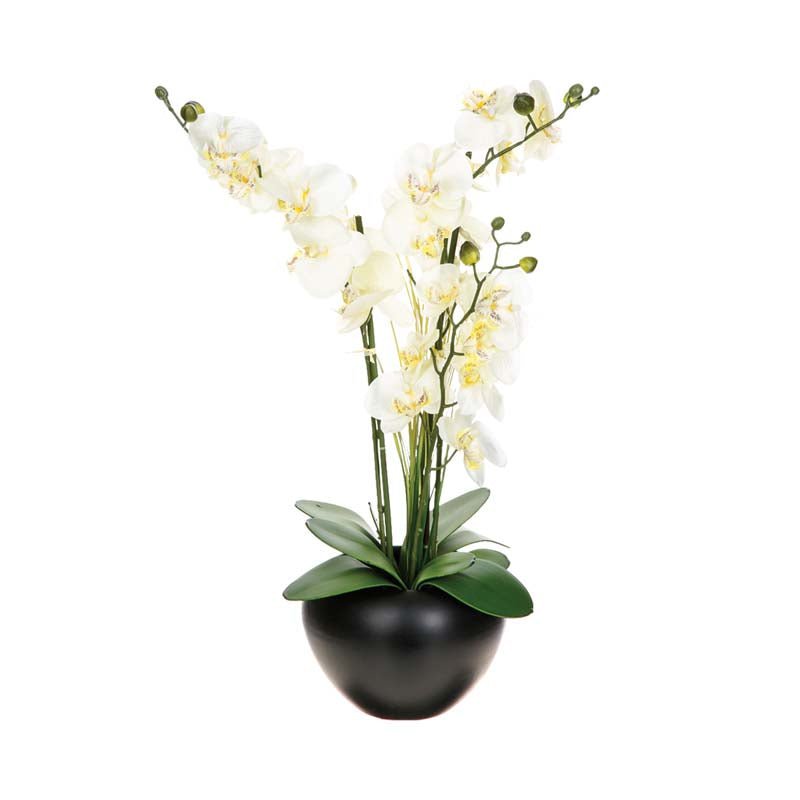 Orchidée Artificielle 63cm avec vase en céramique - Silumen
