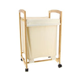 Bamboo clothes basket and tissue on casters - 44.5 x 41 x 74 cm