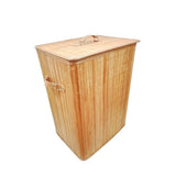 Canasta de lino plegable con mango de bambú 44x33x60cm