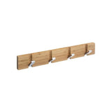 Bamboo wall coat hook with 4 foldable hooks