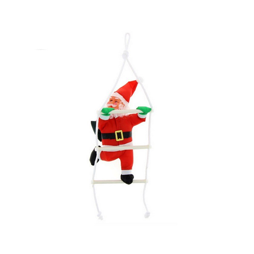 Père Noël grimpeur sur échelle et sa hotte 30,5 cm - Silumen