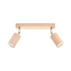 Plafondlamp met 2 verstelbare spots van hout voor GU10 lamp