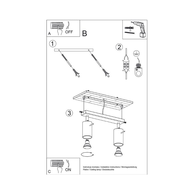 Plafonnier 2 Spots Orientables Bois pour Ampoule GU10 - Silumen