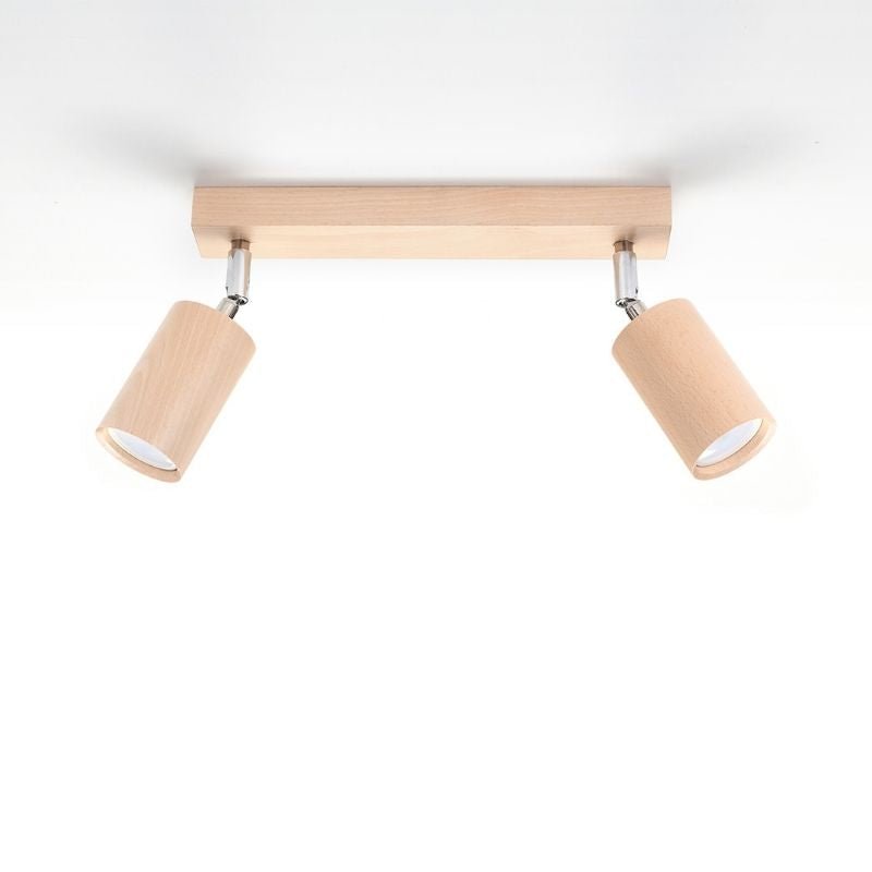 Plafonnier 2 Spots Orientables Bois pour Ampoule GU10 - Silumen