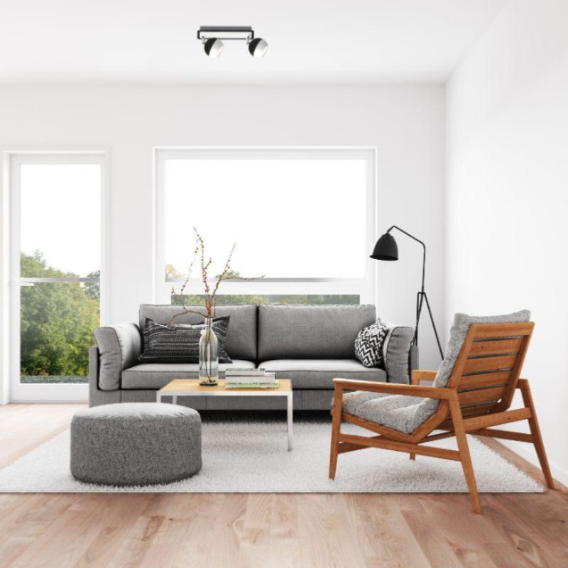 Plafonnier Carré Noir et Blanc 2 Spots Orientables en Saillie pour Ampoule GU10 - Silumen