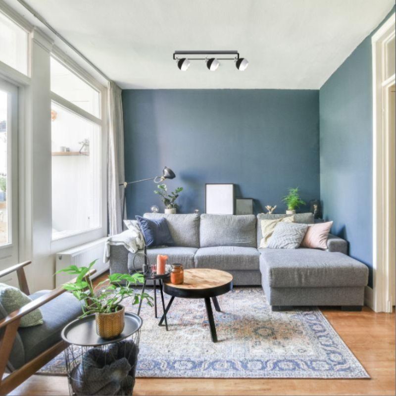 Plafonnier Carré Noir et Blanc 3 Spots Orientables en Saillie pour Ampoule GU10 - Silumen