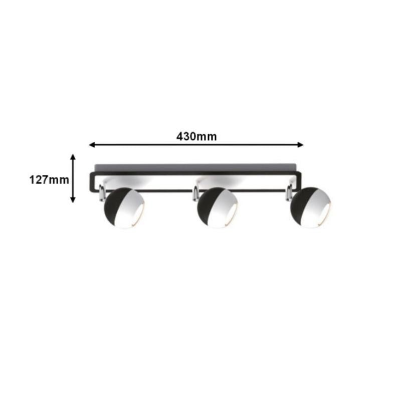 Plafonnier Carré Noir et Blanc 3 Spots Orientables en Saillie pour Ampoule GU10 - Silumen