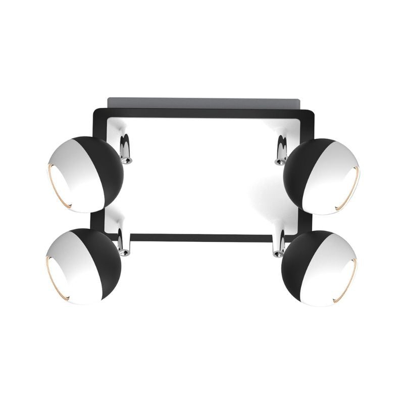 Plafonnier Carré Noir et Blanc 4 Spots Orientables en Saillie pour Ampoule GU10 - Silumen