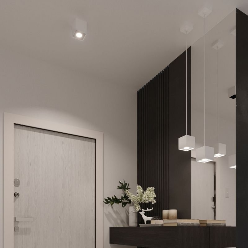 Plafonnier Carré Blanc pour Ampoule GU10