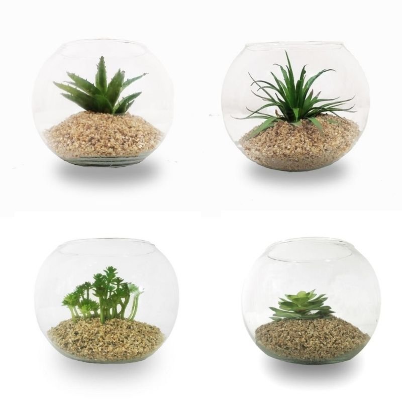 Plante artificielle dans bocal en verre 20x16cm - Silumen